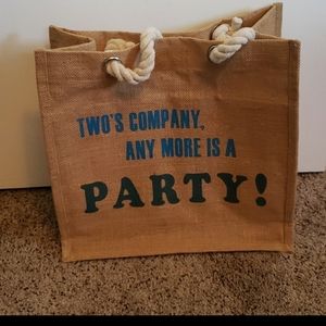NWOT Burlap Wine Tote Bag